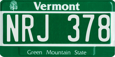 VT license plate NRJ378