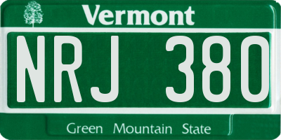 VT license plate NRJ380