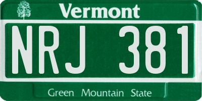 VT license plate NRJ381