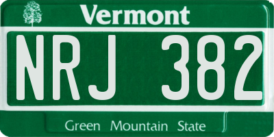 VT license plate NRJ382