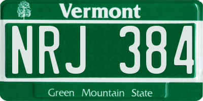 VT license plate NRJ384