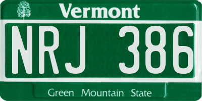 VT license plate NRJ386