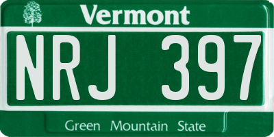 VT license plate NRJ397