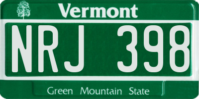 VT license plate NRJ398