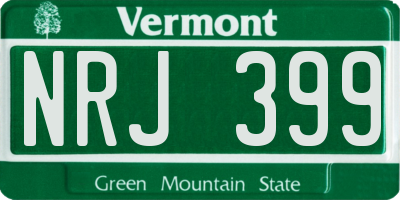VT license plate NRJ399