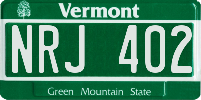 VT license plate NRJ402
