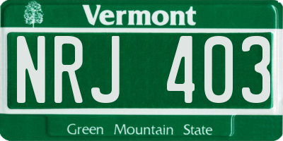 VT license plate NRJ403