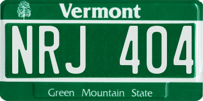VT license plate NRJ404