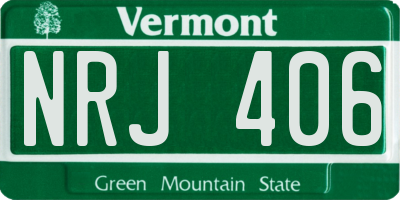 VT license plate NRJ406