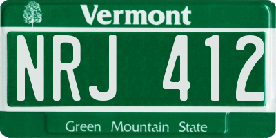 VT license plate NRJ412