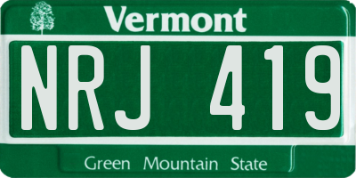 VT license plate NRJ419