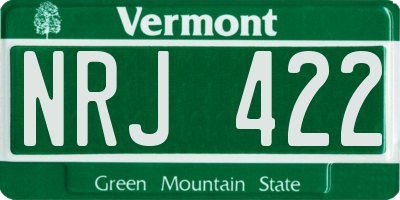 VT license plate NRJ422