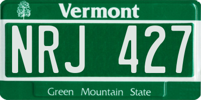 VT license plate NRJ427