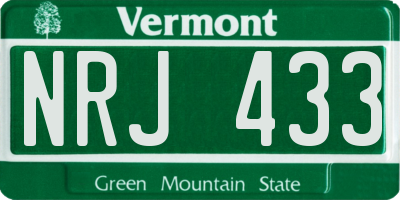 VT license plate NRJ433