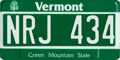 VT license plate NRJ434