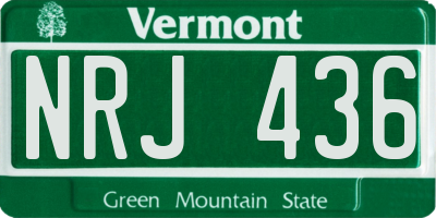 VT license plate NRJ436