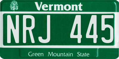 VT license plate NRJ445