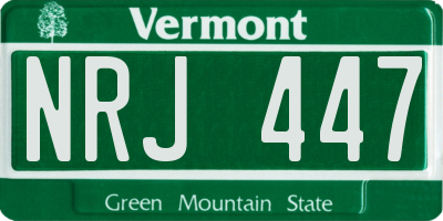 VT license plate NRJ447