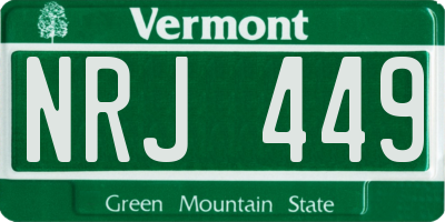 VT license plate NRJ449
