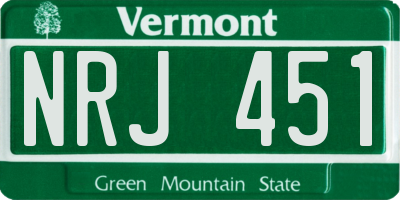 VT license plate NRJ451