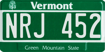 VT license plate NRJ452