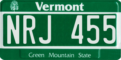 VT license plate NRJ455
