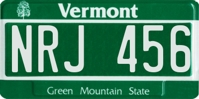 VT license plate NRJ456