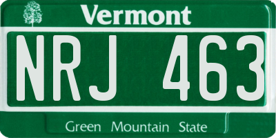 VT license plate NRJ463