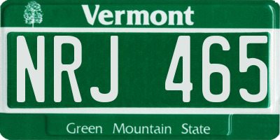 VT license plate NRJ465