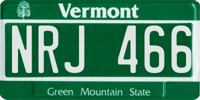 VT license plate NRJ466