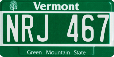 VT license plate NRJ467