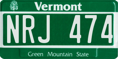 VT license plate NRJ474