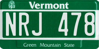 VT license plate NRJ478