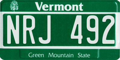 VT license plate NRJ492
