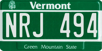 VT license plate NRJ494