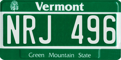 VT license plate NRJ496