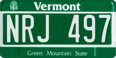 VT license plate NRJ497