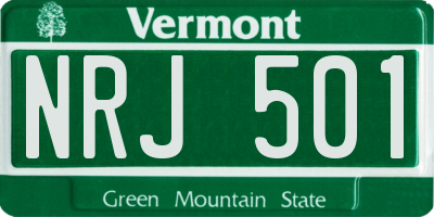 VT license plate NRJ501