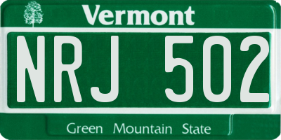 VT license plate NRJ502