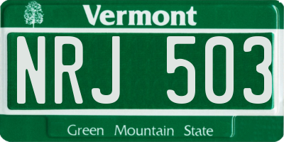 VT license plate NRJ503