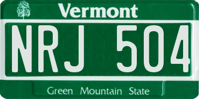 VT license plate NRJ504