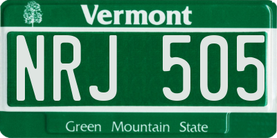 VT license plate NRJ505