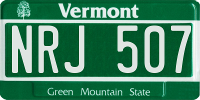 VT license plate NRJ507