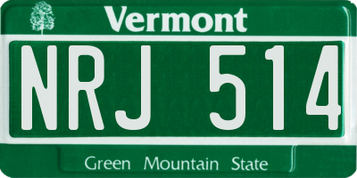VT license plate NRJ514