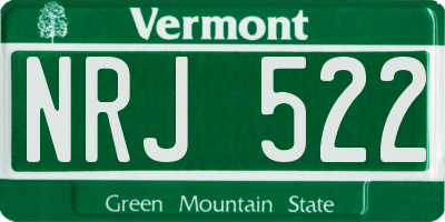 VT license plate NRJ522