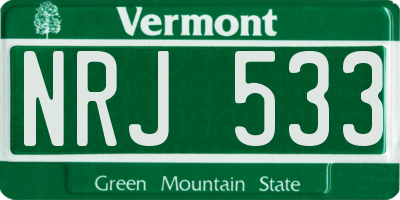 VT license plate NRJ533