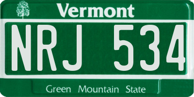 VT license plate NRJ534