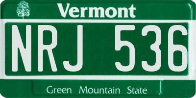 VT license plate NRJ536