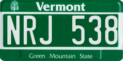 VT license plate NRJ538