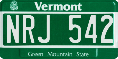 VT license plate NRJ542